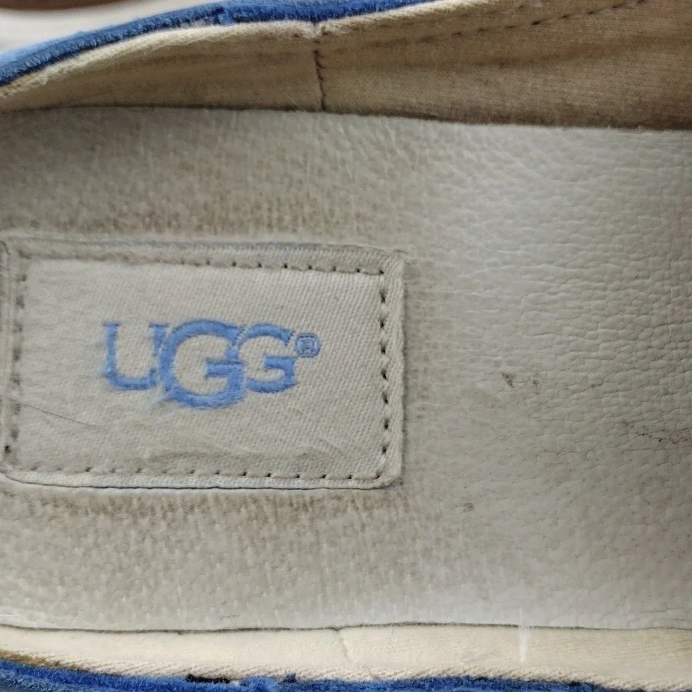 Ugg Australia Caleel Blue Leather Upper Round Toe Espadrille Slip On Mule Shoe - Picture 10 of 16